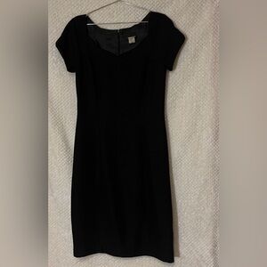 Virgo Black Sheath Dress Short Sleeves Formal Elegant Fitted Classic Womens 8T
